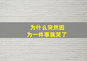 为什么突然因为一件事就哭了