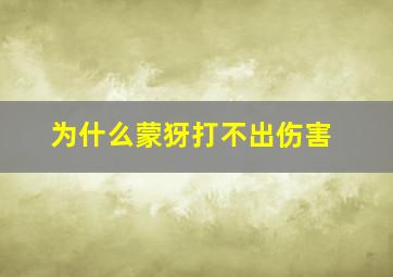 为什么蒙犽打不出伤害