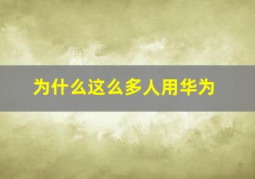 为什么这么多人用华为