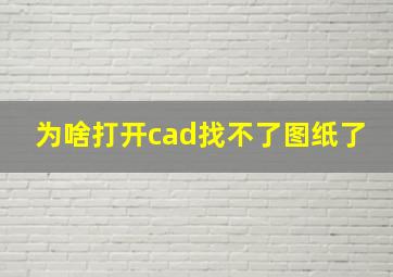 为啥打开cad找不了图纸了