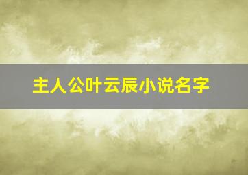 主人公叶云辰小说名字