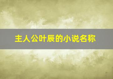 主人公叶辰的小说名称