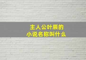 主人公叶辰的小说名称叫什么