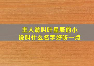 主人翁叫叶星辰的小说叫什么名字好听一点