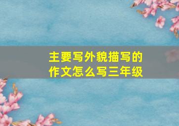 主要写外貌描写的作文怎么写三年级