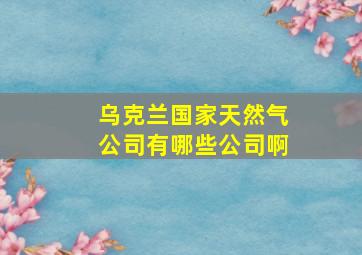 乌克兰国家天然气公司有哪些公司啊