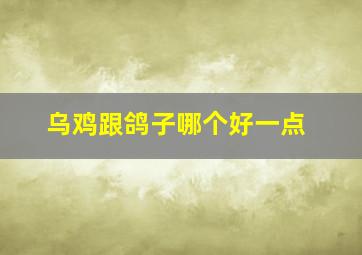 乌鸡跟鸽子哪个好一点