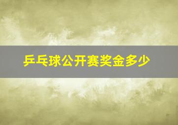 乒乓球公开赛奖金多少