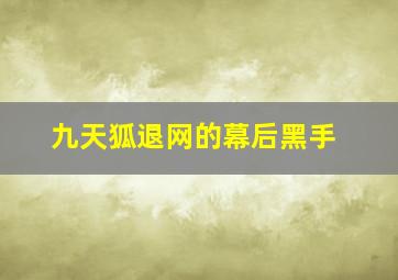 九天狐退网的幕后黑手