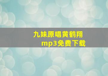 九妹原唱黄鹤翔mp3免费下载