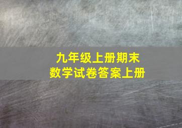 九年级上册期末数学试卷答案上册