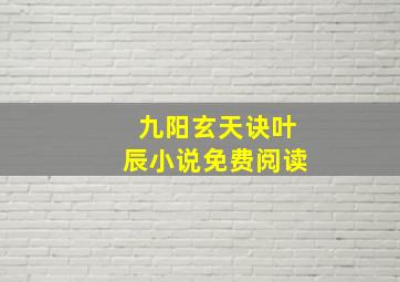 九阳玄天诀叶辰小说免费阅读