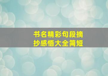 书名精彩句段摘抄感悟大全简短