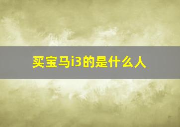 买宝马i3的是什么人