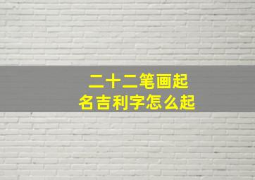 二十二笔画起名吉利字怎么起