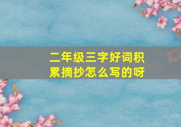 二年级三字好词积累摘抄怎么写的呀