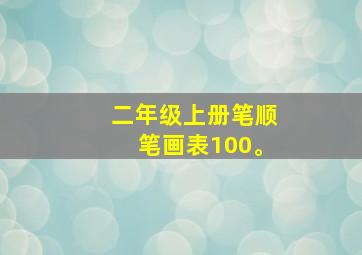 二年级上册笔顺笔画表100。