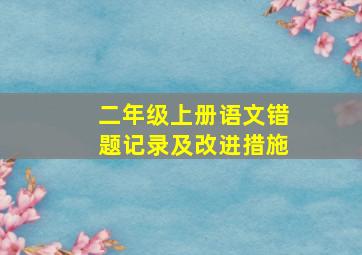 二年级上册语文错题记录及改进措施