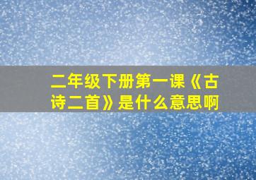 二年级下册第一课《古诗二首》是什么意思啊