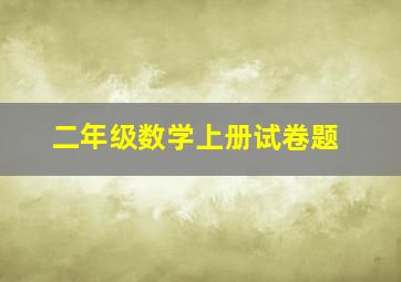 二年级数学上册试卷题