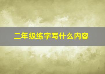 二年级练字写什么内容