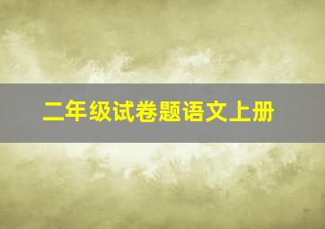 二年级试卷题语文上册