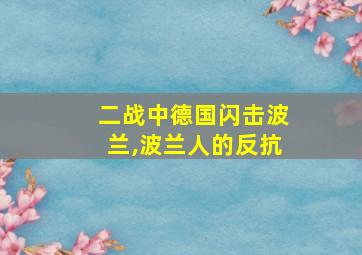 二战中德国闪击波兰,波兰人的反抗