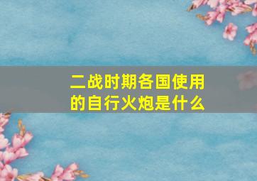 二战时期各国使用的自行火炮是什么