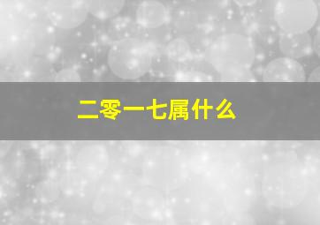 二零一七属什么