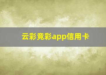 云彩竞彩app信用卡