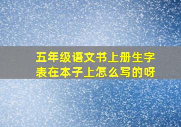 五年级语文书上册生字表在本子上怎么写的呀