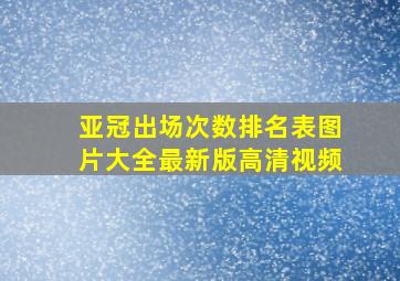 亚冠出场次数排名表图片大全最新版高清视频