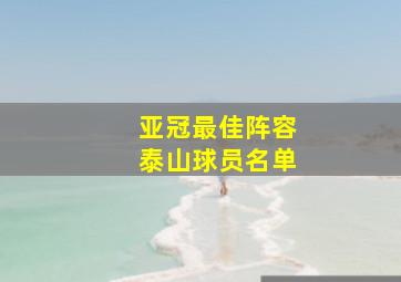 亚冠最佳阵容泰山球员名单