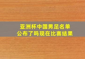 亚洲杯中国男足名单公布了吗现在比赛结果