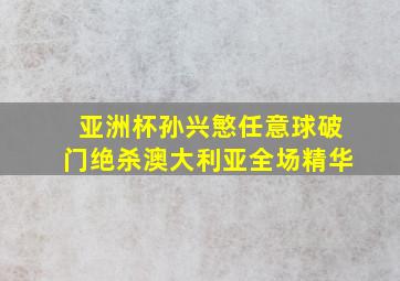 亚洲杯孙兴慜任意球破门绝杀澳大利亚全场精华