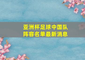 亚洲杯足球中国队阵容名单最新消息