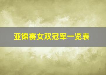 亚锦赛女双冠军一览表