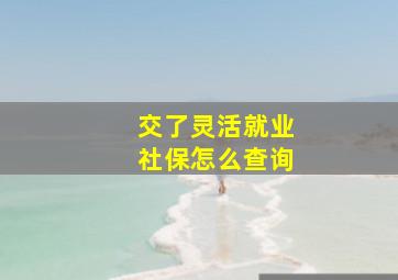 交了灵活就业社保怎么查询