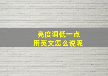 亮度调低一点用英文怎么说呢