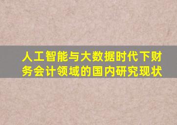 人工智能与大数据时代下财务会计领域的国内研究现状