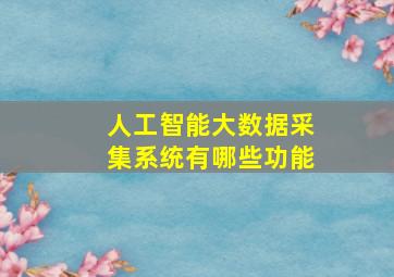 人工智能大数据采集系统有哪些功能