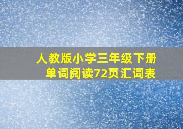 人教版小学三年级下册单词阅读72页汇词表