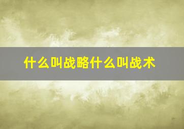 什么叫战略什么叫战术