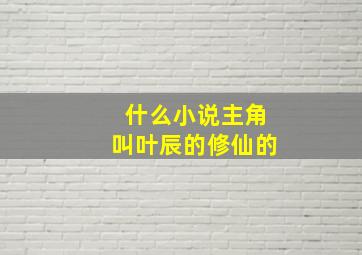 什么小说主角叫叶辰的修仙的