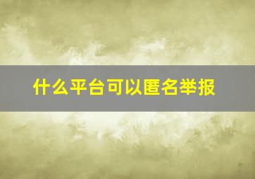 什么平台可以匿名举报