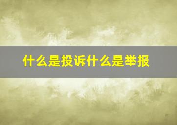 什么是投诉什么是举报