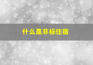 什么是非标住宿