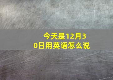 今天是12月30日用英语怎么说