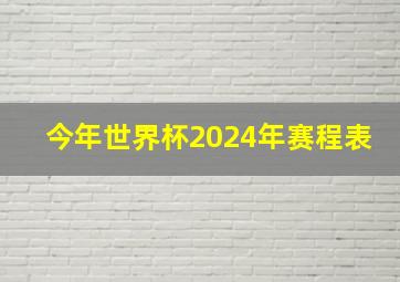 今年世界杯2024年赛程表