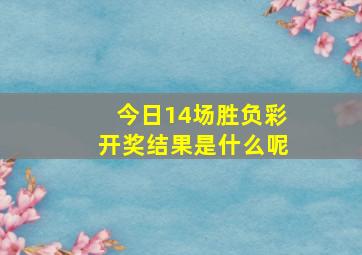 今日14场胜负彩开奖结果是什么呢